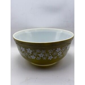 Pyrex Spring Blossom Green Crazy Daisy 2.5 Qt Mixing Bowl 403 Avocado Green 70's